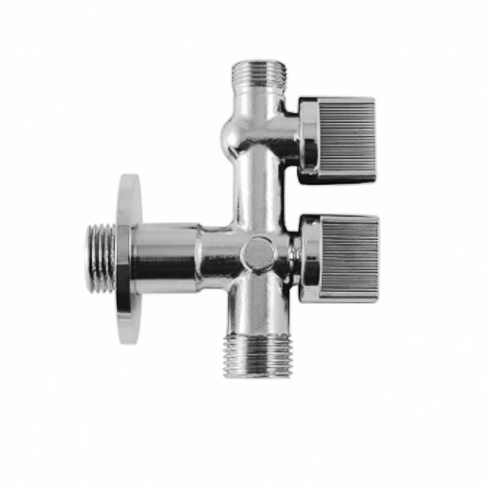 Llave De Escuadra Doble Salida 3/4" y 3/8", Entrada De 1/2", Llave De Paso Doble, Llave Angular Doble, Toma Lavadora Doble, al p
