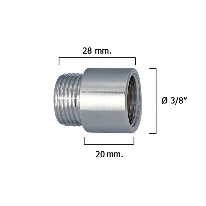 Alargadera Redonda Cromo  3/8" x 20 al por Mayor | Almacén de Ferretería
