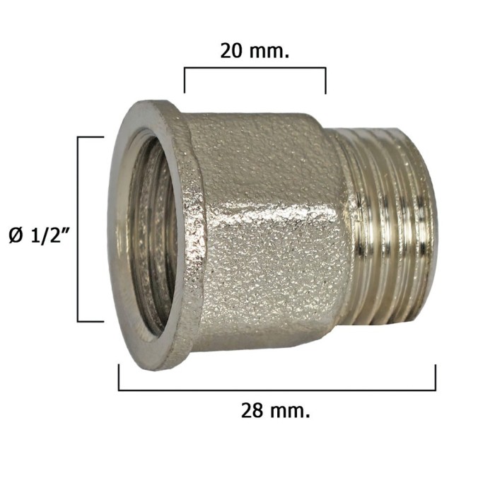Alargadera Hexagonal Cromo 1/2x20 al por Mayor | Almacén de Ferretería