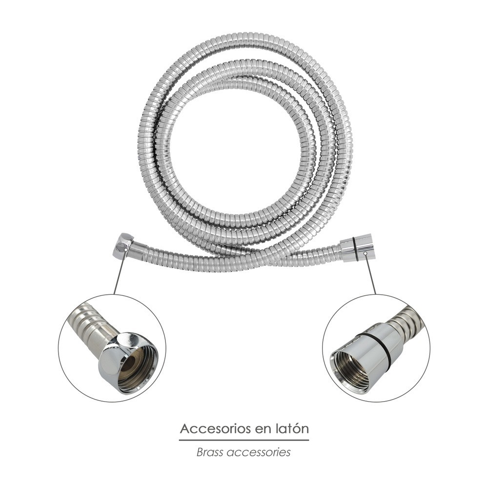 Flexo / Manguera Ducha Extensible Acero Inoxidable 1,7 a 2 Metros Accesorios de Latón, Flexible, Resistente a Torceduras, al por