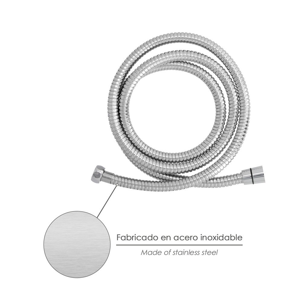 Flexo / Manguera Ducha Extensible Acero Inoxidable 1,7 a 2 Metros Accesorios de Latón, Flexible, Resistente a Torceduras, al por