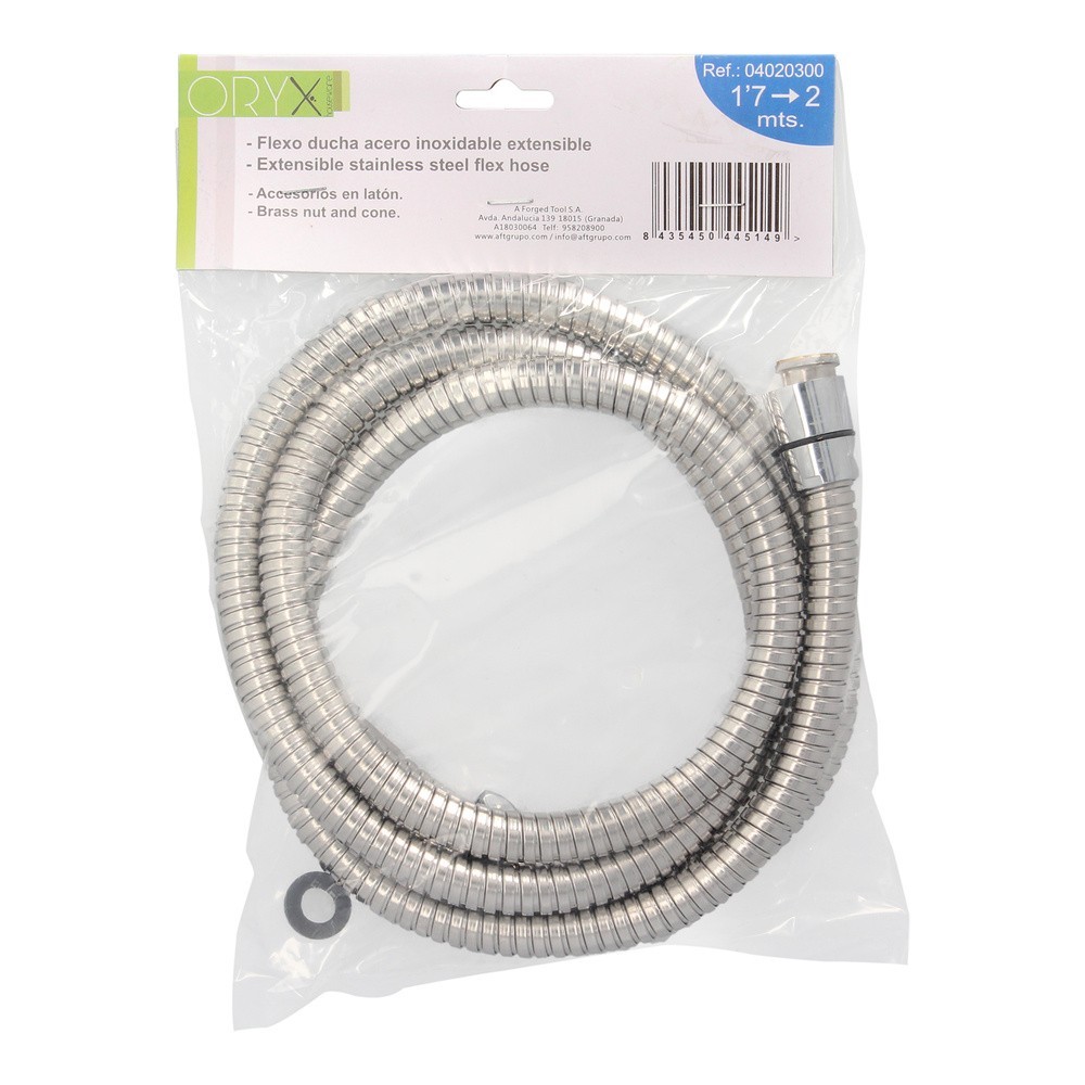 Flexo / Manguera Ducha Extensible Acero Inoxidable 1,7 a 2 Metros Accesorios de Latón, Flexible, Resistente a Torceduras, al por