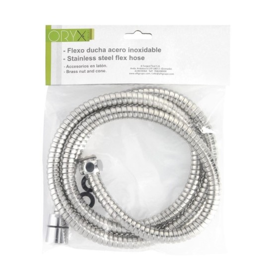Flexo / Manguera Ducha Acero Inoxidable 1,50 Metros Accesorios de Latón, Flexible, Resistente a Torceduras, Conexión Estandar al