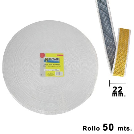 Cinta Persiana Wolfpack Bicolor 22 mm, Rollo 50 metros