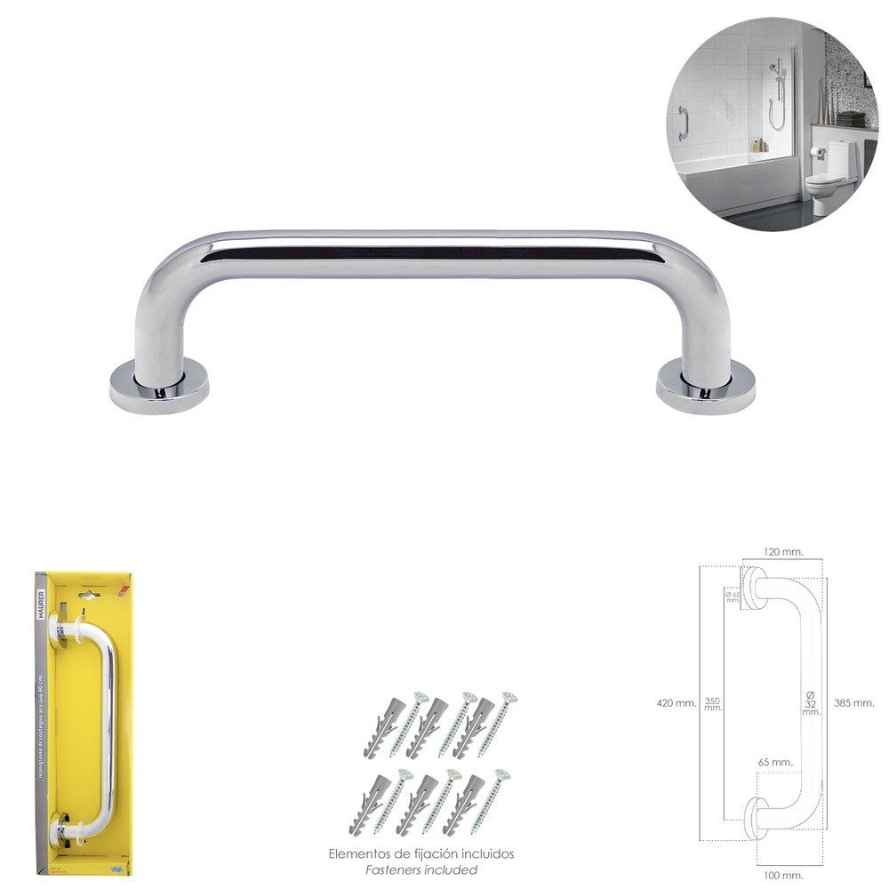 Agarre Ducha Maurer Cromo Brillo Ø 32 mm, Longitud 40 cm, al por Mayor | Almacén de Ferretería