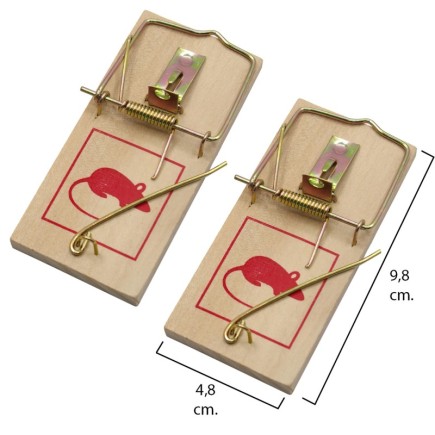 Trampas ratones madera 9,8 x 4,8 cm, (2 unidades)
