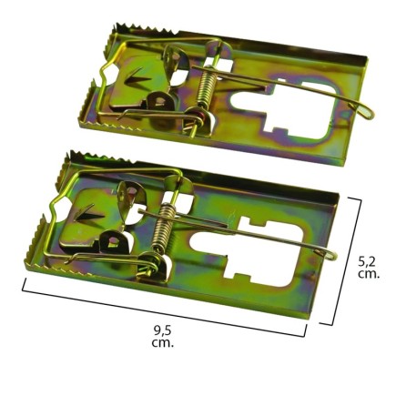 Trampa ratones metálica galvanizada 9,5 x 5,2 cm, (Bolsa 2 unidades)
