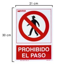 Cartel Prohibido El Paso 30x21 cm,