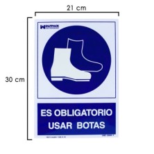 Cartel Obligatorio Uso De Botas 30x21 cm,