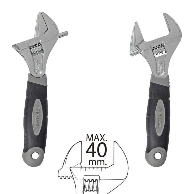 Llave Ajustable Gran Apertura 40 mm, Medida 8"