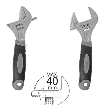 Llave Ajustable Gran Apertura 40 mm, Medida 8"