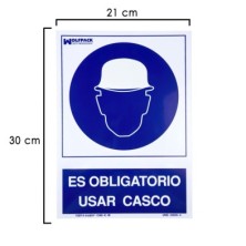 Cartel Obligatorio Usar Casco 30x21 cm,