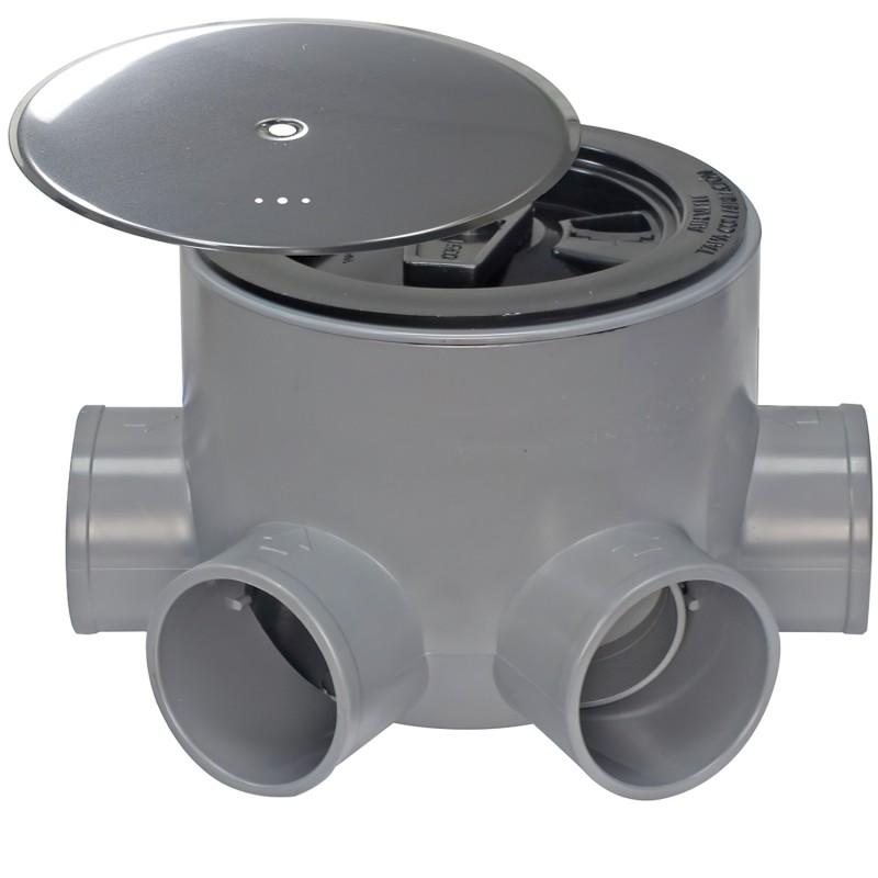 Bote Sifonico PVC T 85 A 110  50-40 Altura 85 mm, Con Tapa Aireación