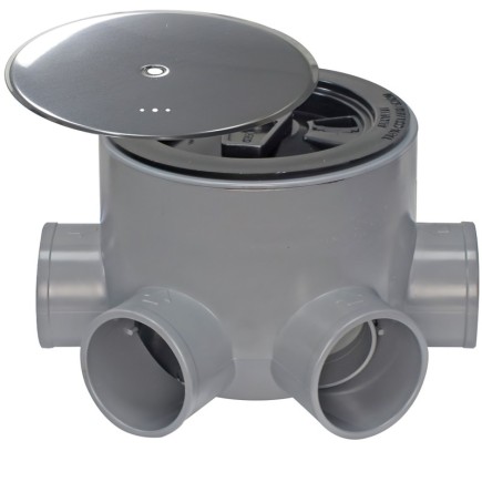 Bote Sifonico PVC T 85 A 110  50-40 Altura 85 mm, Con Tapa Aireación