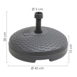Base Sombrilla Resina Simil Ratan Ø45x15 cm, 20 litros Antracita
