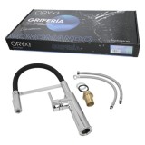 Monomando Fregadero Flexible Con Soporte Grifo Flexible Chorro Aireado, Chorro Rociado, Grifo Cocina, Grifo Alto,Grifo Fregadero