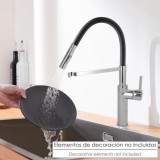 Monomando Fregadero Flexible Con Soporte Grifo Flexible Chorro Aireado, Chorro Rociado, Grifo Cocina, Grifo Alto,Grifo Fregadero