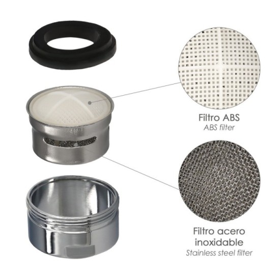 Atomizador Grifos / Monomando M24  (2 piezas) Filtro Aireador Grifo, Economizador de Agua, Difusor Grifo, Aireador Economizador 