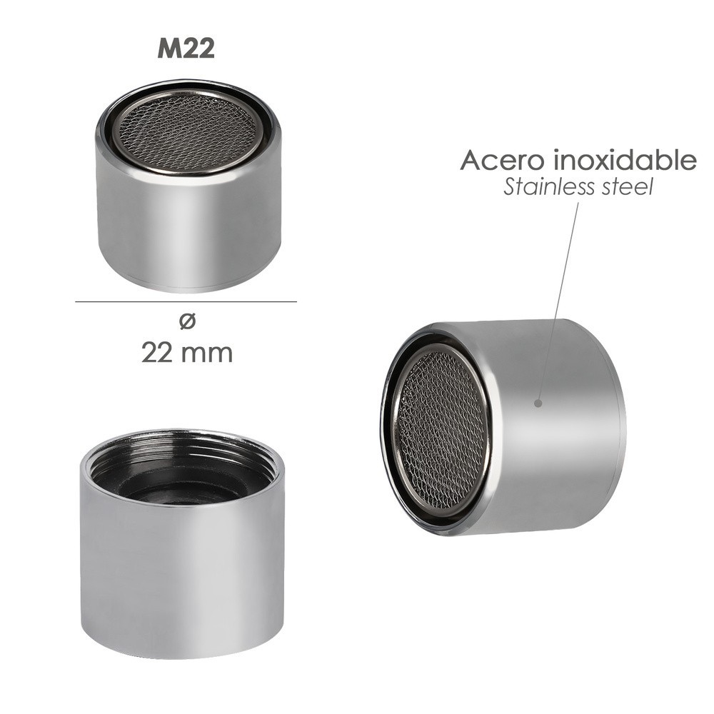 Atomizador Grifos / Monomando F22  (2 piezas) Filtro Aireador Grifo, Economizador de Agua, Difusor Grifo, Aireador Economizador 