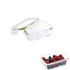Recipiente Hermetico Cristal Rectangular  330 ml, 13,9 x 10,5 x 5,6 (alt) cm,