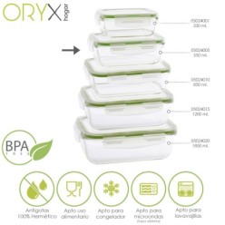 Recipiente Hermetico Cristal Rectangular 550 ml, 16,7 x 11,8 x 6,2 (alt) cm,