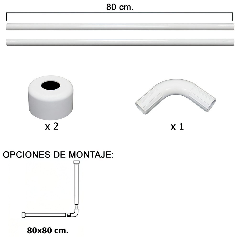 Barra Para  Cortina Ducha Universal Aluminio Blanco 80x80 cm, al por Mayor | Almacén de Ferretería