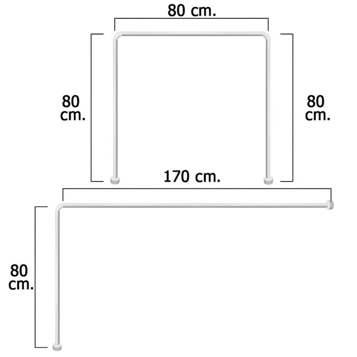Barra Para  Cortina Ducha Universal Aluminio Blanco 80 x 170 cm, al por Mayor | Almacén de Ferretería