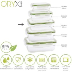 Recipiente Hermetico Cristal Rectangular 850 ml, 19,5 x 13,3 x 6,7 (alt) cm,