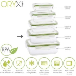 Recipiente Hermetico Cristal Rectangular 1200 ml, 20,4 x 15,4 x 7 (alt) cm,