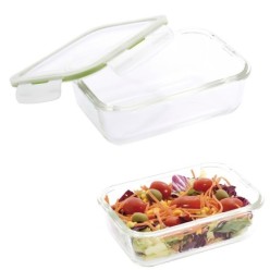 Recipiente Hermetico Cristal Rectangular 1200 ml, 20,4 x 15,4 x 7 (alt) cm,