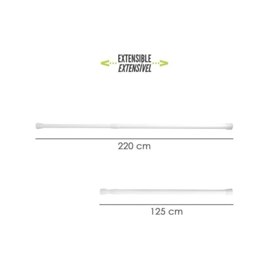 Barra Para  Cortina Ducha Extensible Aluminio Blanco 125 a 220 cm, al por Mayor | Almacén de Ferretería