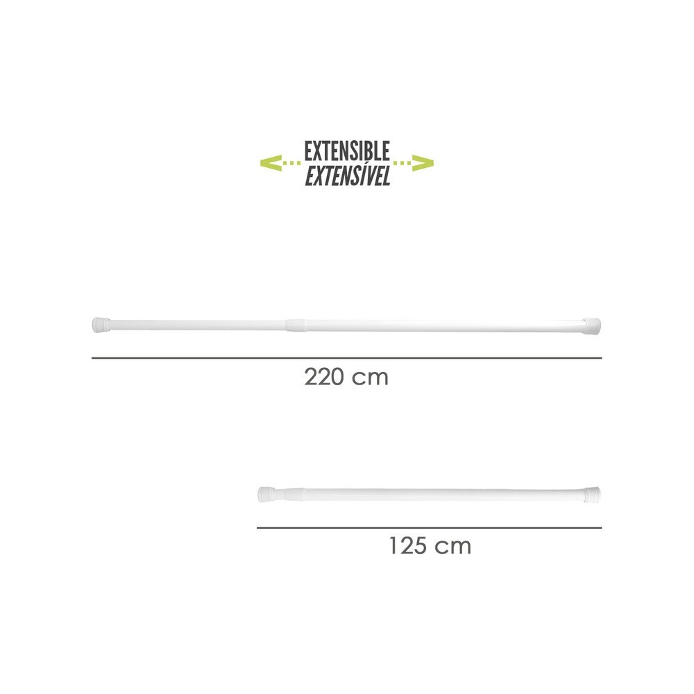 Barra Para  Cortina Ducha Extensible Aluminio Blanco 125 a 220 cm, al por Mayor | Almacén de Ferretería
