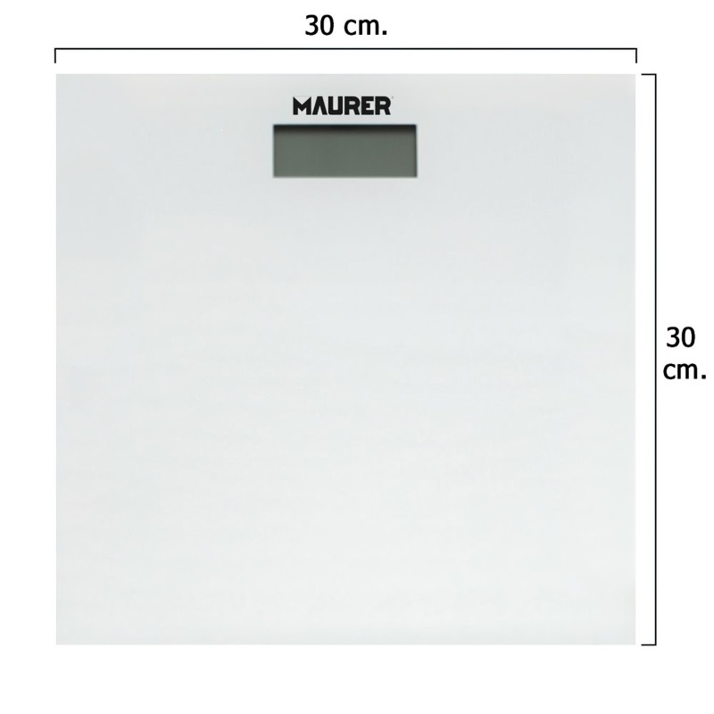 Bascula Baño Digital Cristal Blanco 30 x 30 cm,