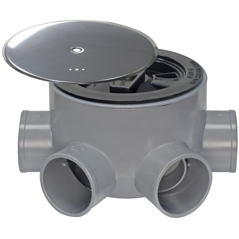 Bote Sifonico PVC T 85 BA 110  50-40 Altura 75 mm, Con Tapa Aireación