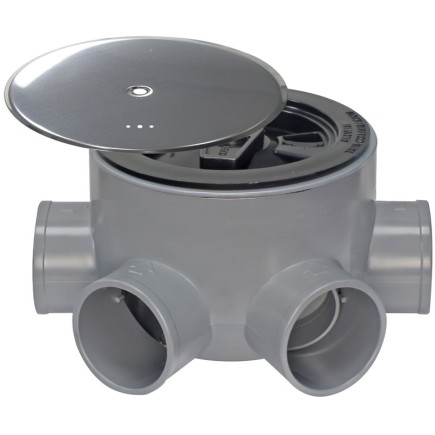 Bote Sifonico PVC T 85 BA 110  50-40 Altura 75 mm, Con Tapa Aireación