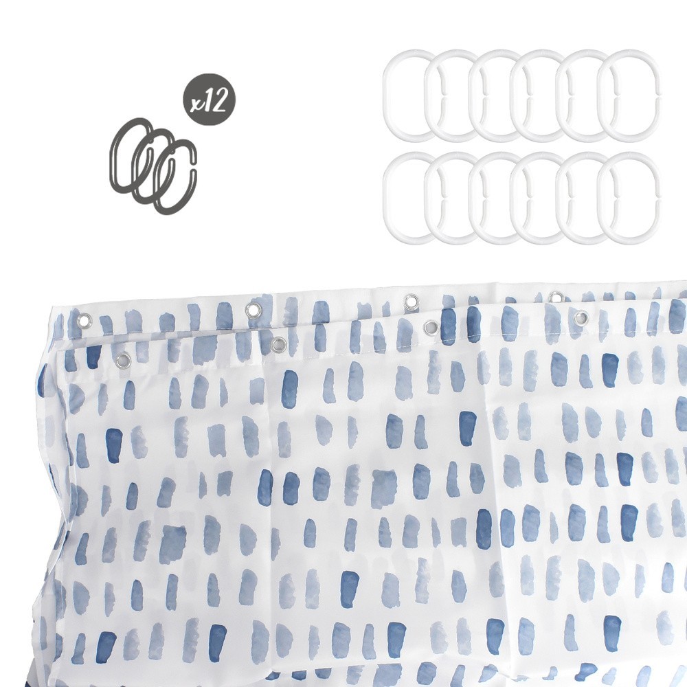 Cortina Ducha Matrix Azul 180x200 cm, Impermeable al por Mayor | Almacén de Ferretería