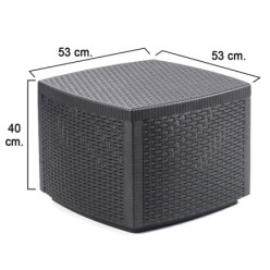 Mesa Resina Auxiliar Simil Rattan Cofre 53x53x40 cm,