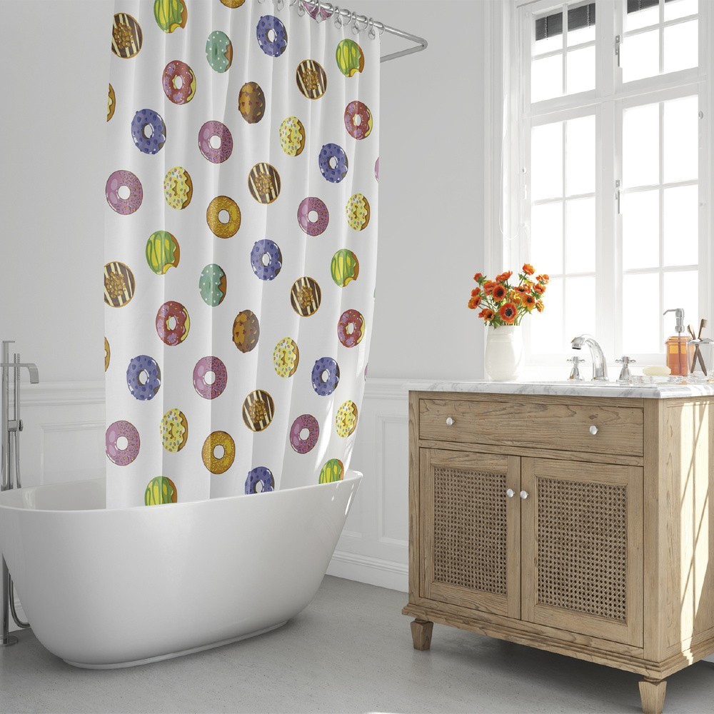 Cortina Ducha Donuts 180x200 cm, Impermeable al por Mayor | Almacén de Ferretería