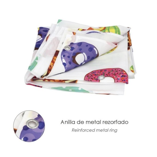 Cortina Ducha Donuts 180x200 cm, Impermeable al por Mayor | Almacén de Ferretería