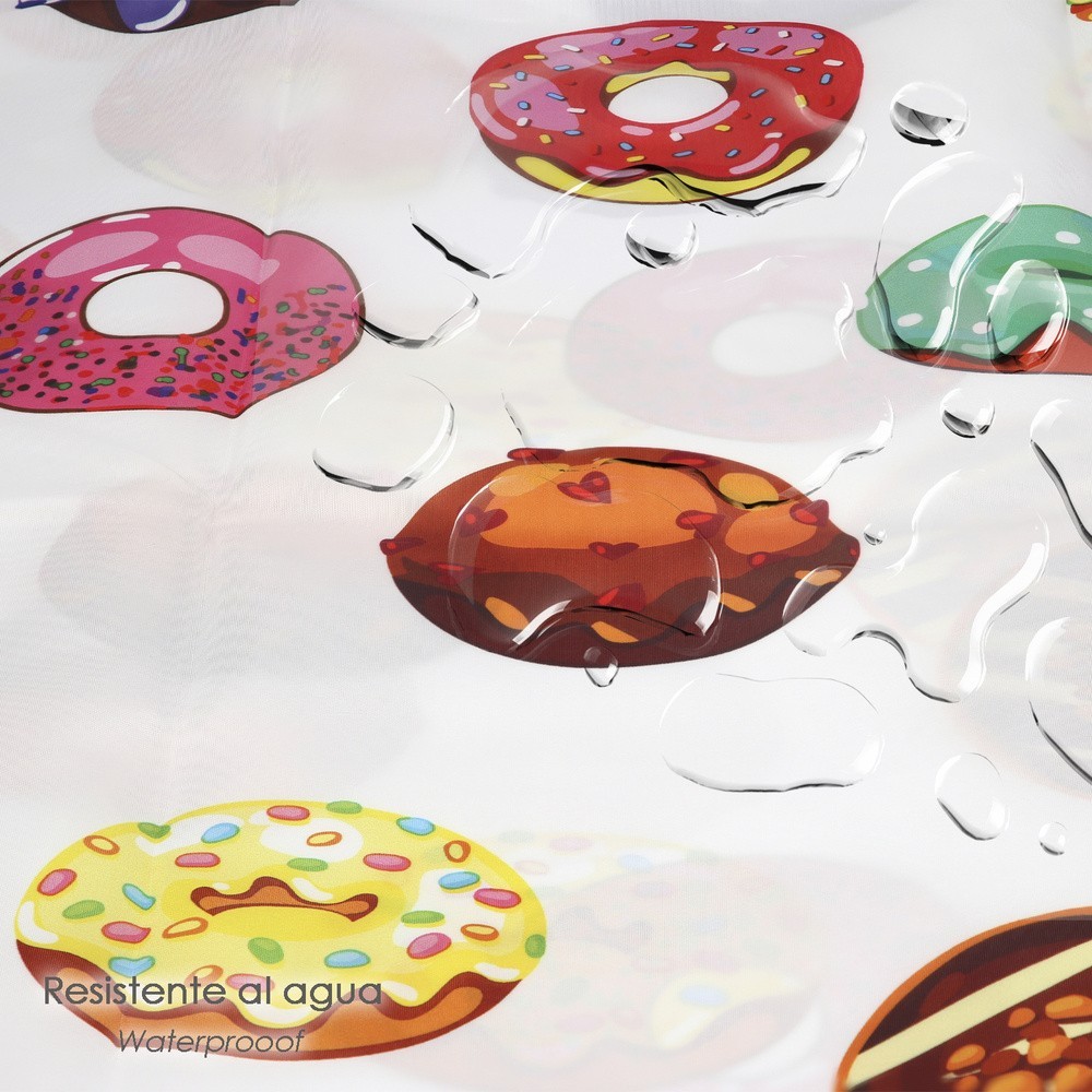 Cortina Ducha Donuts 180x200 cm, Impermeable al por Mayor | Almacén de Ferretería