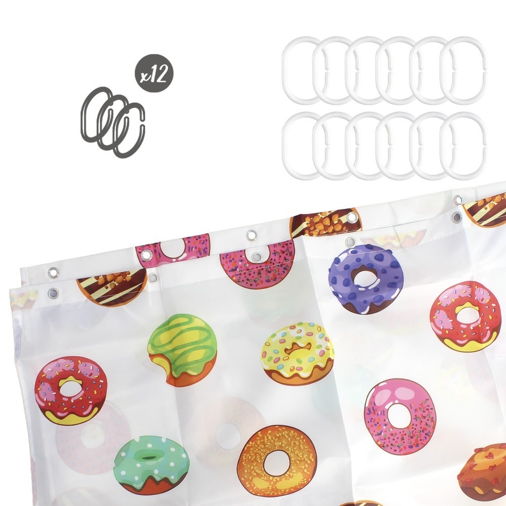 Cortina Ducha Donuts 180x200 cm, Impermeable al por Mayor | Almacén de Ferretería