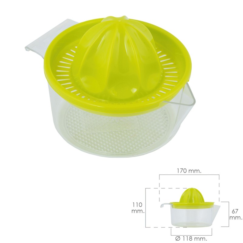 Exprimidor Zumo Manual Frutas Con Jarra Plástico Ø 12 x 11 cm,