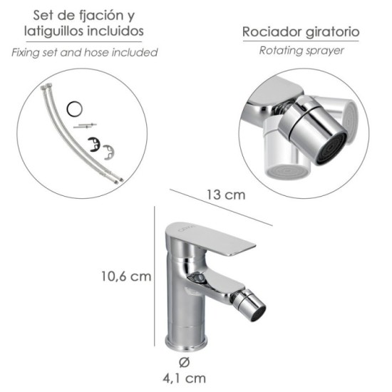 Monomando Bide "Hamburgo" Grifo Baño, Grifo Encimera, Grifo Cocina, Grifo Mezclador, Cartucho Ceramico Ø 35 mm, al por Mayor | A