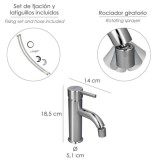 Monomando Bide "Dresde" Grifo Baño, Grifo Encimera, Grifo Cocina, Grifo Mezclador, Cartucho Ceramico Ø 35 mm, al por Mayor | Alm