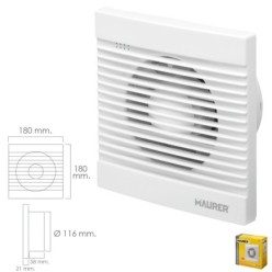 Extractor Humos Baño 16 Watt, Salida Ø 116 mm, Extractor Humo, Extractor Baño, Extractor Baño Humos,extractor Olores,