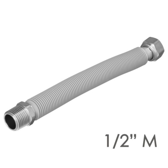Tuberia Extensible Agua Acero Inoxidable Corrugado, Longitud de 22,5 a 30 cm, Tomas 1/2" al por Mayor | Almacén de Ferretería