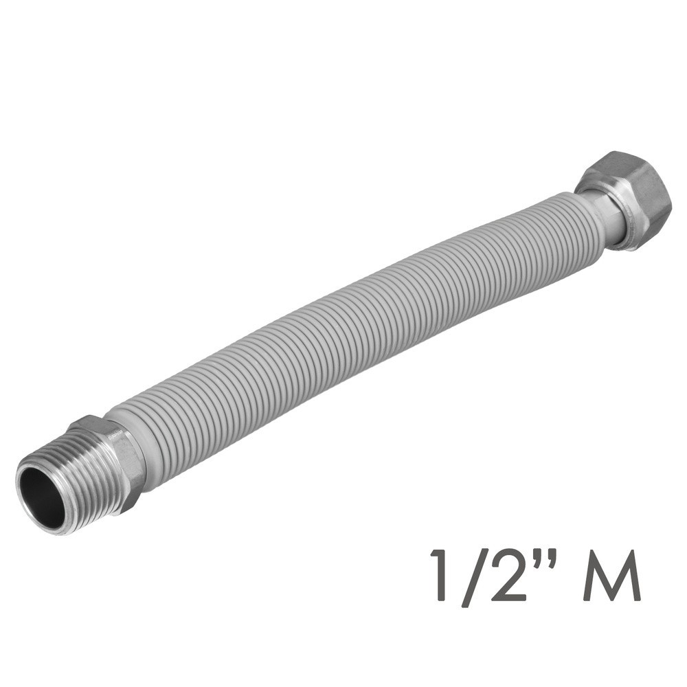Tuberia Extensible Agua Acero Inoxidable Corrugado, Longitud de 22,5 a 30 cm, Tomas 1/2" al por Mayor | Almacén de Ferretería