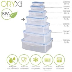 Recipiente Hermetico Plastico Rectangular 1,000 ml, 19x12,5x6,5 (Alt,) cm,