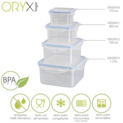 Recipiente Hermetico Plastico Cuadrado 170 ml,  8,5x8,5x5 (Alt,) cm,