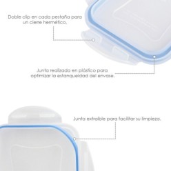 Recipiente Hermetico Plastico Cuadrado 400 ml,  11x11x6 (Alt,) cm,